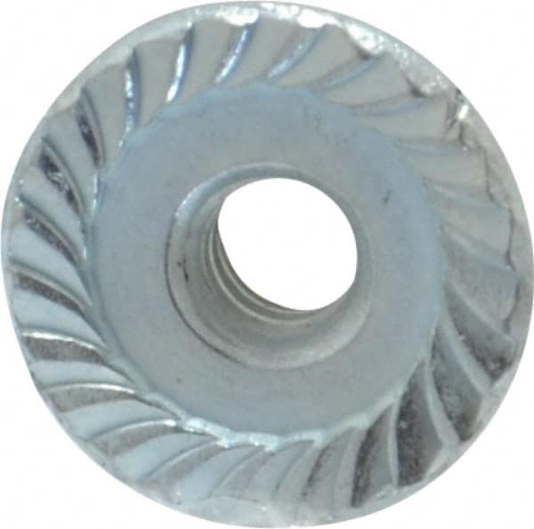 Value Collection - #6-32, 27/64" Flange Diam, Serrated Flange Nut - Grade Grade 2 Steel, Zinc-Plated Finish, 0.171" Flange Height - A1 Tooling