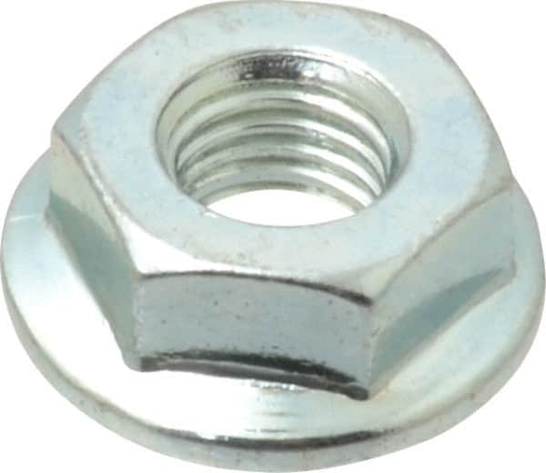 Value Collection - 1/4-28, 19/32" Flange Diam, Serrated Flange Nut - Grade Grade 2 Steel, Zinc-Plated Finish, 0.236" Flange Height - A1 Tooling