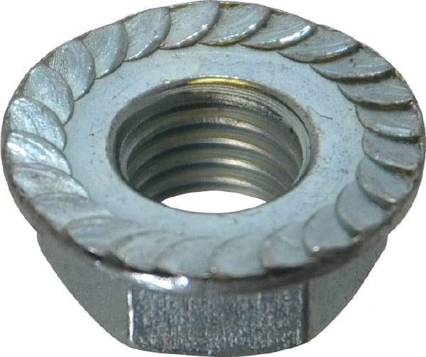 Value Collection - 5/16-24, 0.68" Flange Diam, Serrated Flange Nut - Grade Grade 2 Steel, Zinc-Plated Finish, 0.283" Flange Height - A1 Tooling