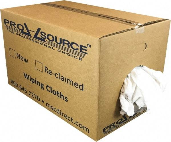 PRO-SOURCE - Wide Virgin Cotton Rags - White, Fleece and Sweatshirt, Low Lint, 25 Lbs. at 3 to 4 per Pound, Box - A1 Tooling