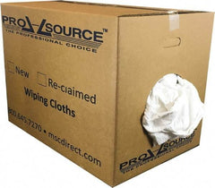 PRO-SOURCE - Wide Virgin Cotton Rags - White, Fleece and Sweatshirt, Low Lint, 50 Lbs. at 3 to 4 per Pound, Box - A1 Tooling