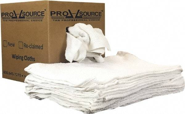 PRO-SOURCE - 19 Inch Long x 16 Inch Wide Virgin Utility Cotton Towels - White, Terry Cloth, Low Lint, 5 Lbs. at 3 to 4 per Pound, Box - A1 Tooling