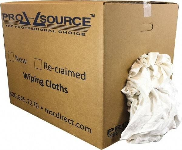 PRO-SOURCE - Reclaimed Cotton Polishing and Dust Cloths - White, Flannel, Low Lint, 50 Lbs. at 3 to 4 per Pound, Box - A1 Tooling