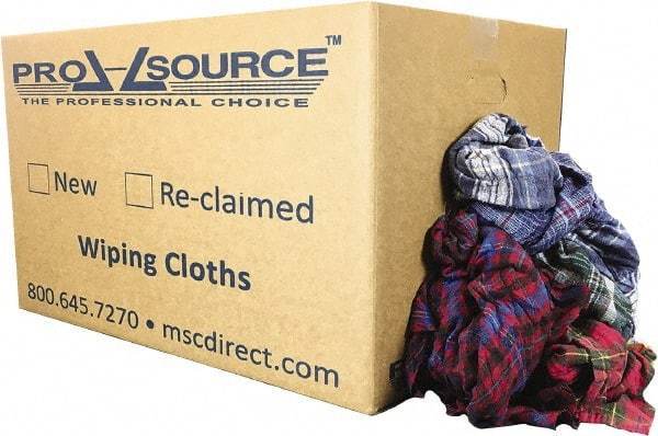 PRO-SOURCE - Reclaimed Cotton Polishing and Dust Cloths - Assorted Colors, Flannel, Low Lint, 25 Lbs. at 3 to 4 per Pound, Box - A1 Tooling