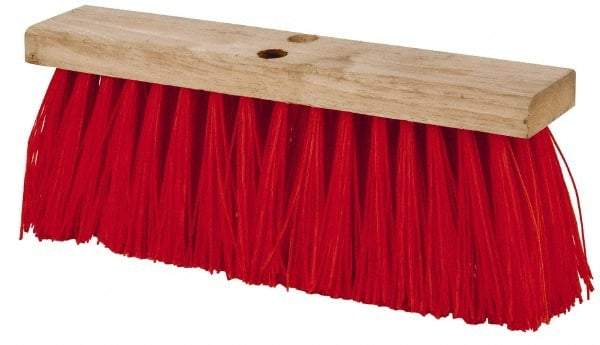 PRO-SOURCE - 16" Rough Surface Synthetic Push Broom - 3-1/4" Bristle Length, Wood Block, Tapered Handle Connection, Handle Sold Separately - A1 Tooling