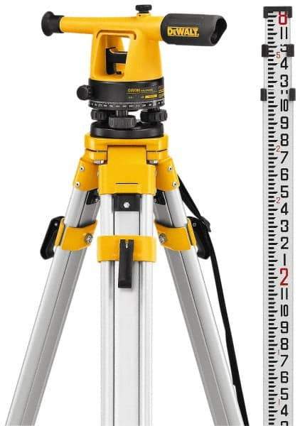 DeWALT - 20x Magnification, 5 to 200 Ft. Measuring Range, Transit Optical Level Kit - Accuracy 1/4 Inch at 100 Ft., Kit Includes Aluminum Tripod with Quick Adjust Legs - A1 Tooling