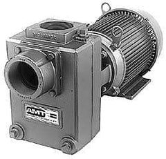 American Machine & Tool - 230/460 Volt, 3 Phase, 3 HP, Self Priming Centrifugal Pump - 3 Inch Inlet, 65 Head Pressure, Cast Iron Housing, Bronze Impeller - A1 Tooling