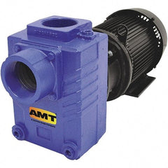 American Machine & Tool - 230/460 Volt, 3 Phase, 7-1/2 HP, Self Priming Centrifugal Pump - 3 Inch Inlet, 110 Head Pressure, Cast Iron Housing, Bronze Impeller - A1 Tooling