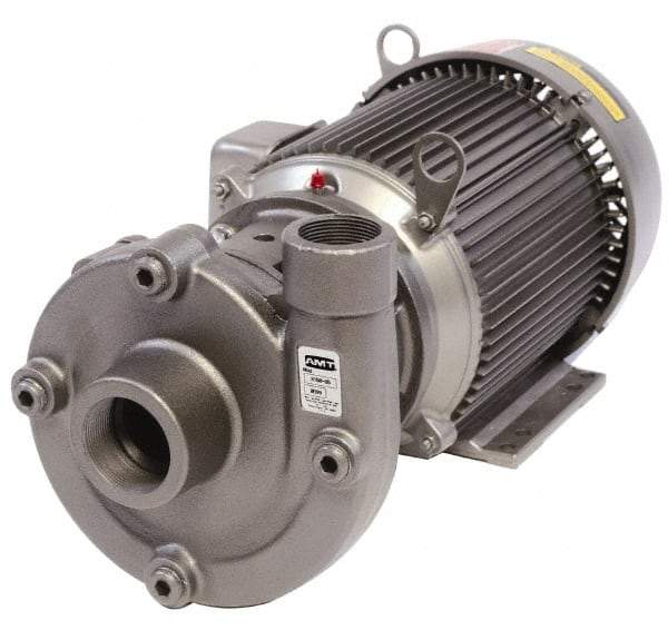 American Machine & Tool - 230/460V Volt, 3 Phase, 5 HP, Cast Iron Straight Pump - 2 Inch Inlet, 1-1/2 Inch Outlet, 115 Max Head psi, Stainless Steel Impeller, Buna-N Seal - A1 Tooling