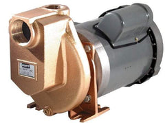 American Machine & Tool - 115/230 Volt, 1 Phase, 3/4 HP, Self Priming Pump - 1-1/2 Inch Inlet, 52 Head Pressure, Bronze and Cast Iron Housing, Bronze Impeller, PTFE Seal - A1 Tooling