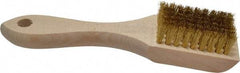 PRO-SOURCE - 5/8" Bristle Length, Brass Scouring Brush - 2-1/2" Long x 1-5/8" Wide Head, 6-3/4" OAL, White, Wood Block - A1 Tooling