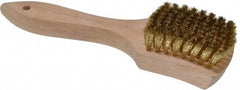 PRO-SOURCE - 5/8" Bristle Length, Brass Scouring Brush - 3" Long x 2-5/8" Wide Head, 8-7/8" OAL, White, Wood Block - A1 Tooling