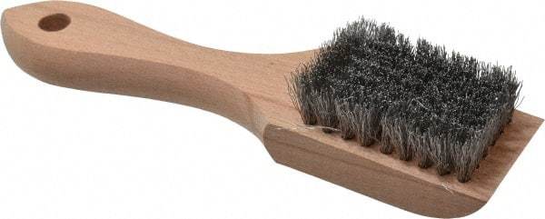 PRO-SOURCE - 1/2" Bristle Length, Aluminum Scouring Brush - 2-1/2" Long x 1-5/8" Wide Head, 6-3/4" OAL, White, Wood Block - A1 Tooling