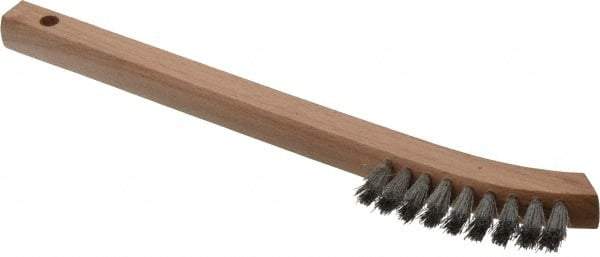 Made in USA - 1/2" Bristle Length, Aluminum Scouring Brush - 2-7/8" Long x 1/2" Wide Head, 8-5/8" OAL, Hardwood Block - A1 Tooling