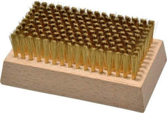 Made in USA - 3/4" Bristle Length, Brass Cleaning & Finishing Brush - 4-1/4" Long x 2-1/2" Wide Head, 4-1/4" OAL, Hardwood Block - A1 Tooling