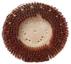 Made in USA - 15" Diam Floor Brush - 13" Machine, 1-1/2" Trim Length, Orange Pad, Nylon - A1 Tooling