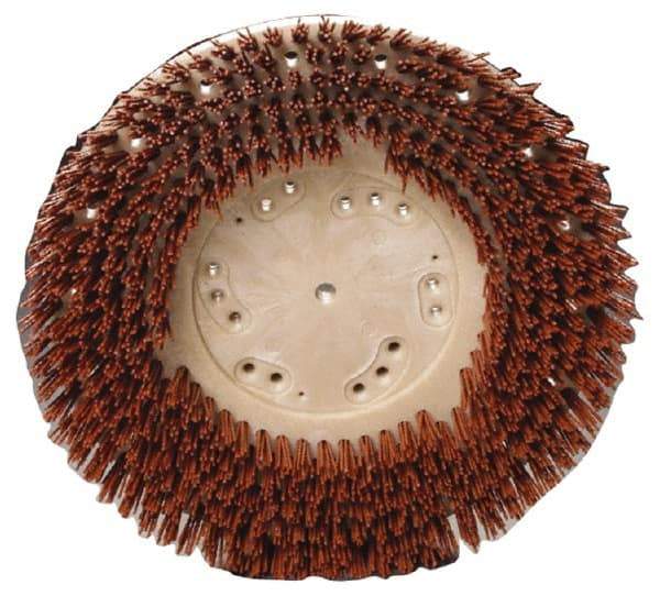 Made in USA - 16" Diam Floor Brush - 14" Machine, 1-1/2" Trim Length, Orange Pad, Nylon - A1 Tooling