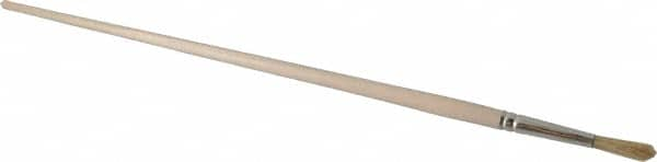 PRO-SOURCE - #4 Pig/Boar Artist's Paint Brush - 7/32" Wide, 1" Bristle Length, 11" Wood Handle - A1 Tooling