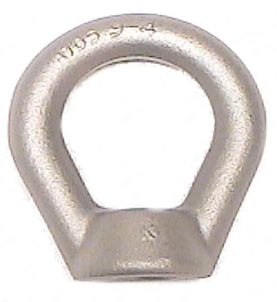 Made in USA - 29,400 Lb Capacity, 1-1/4-7 Thread, Carbon Steel Lifting Eye Nut - Grade C-1045, 6.63" Long x 6-5/8" High, 3-1/2" Inside & 5-1/4" Outside Eye Diam, 3-1/8" Bell/Base Width - A1 Tooling