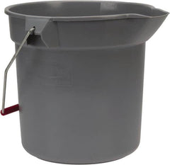 Rubbermaid - 10 Qt, 10-1/4" High, High-Density Polyethylene Round Gray Single Pail with Pour Spout - Handle Included, 10-1/2" Top Diam - A1 Tooling