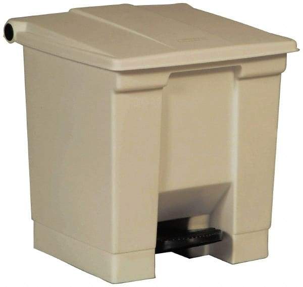 Rubbermaid - 8 Gal Rectangle Unlabeled Trash Can - 17-1/8" High x 16-1/4" Long x 15-3/4" Wide, Beige, High-Density Polyethylene (Base), Polypropylene (Lid) - A1 Tooling