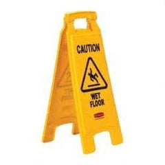 Rubbermaid - Caution - Wet Floor, 11" Wide x 25" High, Plastic Floor Sign - A-Frame, Black on Yellow, For Accident Prevention - A1 Tooling