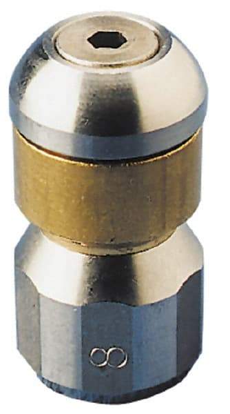 PRO-SOURCE - 3,000 psi Rotating, Stainless Steel, Sewer Pressure Washer Nozzle - 5.5mm Orifice Diam, 1/8" Thread, FPT, Polished - A1 Tooling