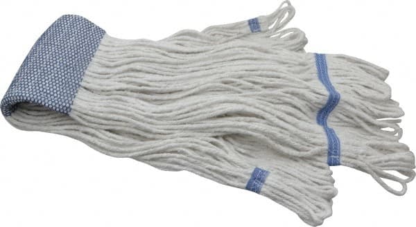 PRO-SOURCE - 5" White Head Band, X-Large Blended Fiber Extra Large #32 Loop End Mop Head - 4 Ply, Clamp Jaw Connection, Use for General Purpose - A1 Tooling