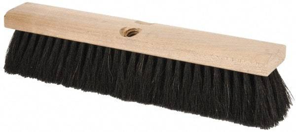 PRO-SOURCE - 14" General Purpose Horsehair Push Broom - 3" Bristle Length, Wood Block, Threaded Handle Connection, Handle Sold Separately - A1 Tooling