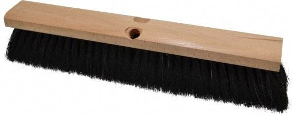 PRO-SOURCE - 16" General Purpose Horsehair Push Broom - 3" Bristle Length, Wood Block, Threaded Handle Connection, Handle Sold Separately - A1 Tooling