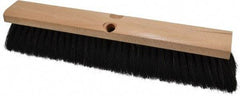 PRO-SOURCE - 16" General Purpose Horsehair Push Broom - 3" Bristle Length, Wood Block, Threaded Handle Connection, Handle Sold Separately - A1 Tooling