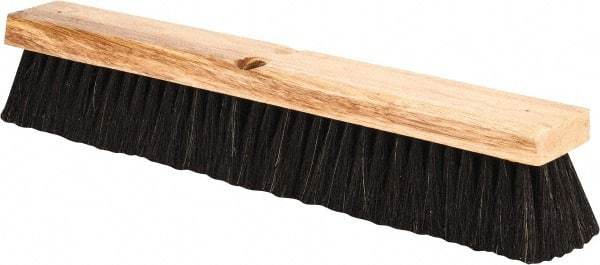 PRO-SOURCE - 18" General Purpose Horsehair Push Broom - 3" Bristle Length, Wood Block, Threaded Handle Connection, Handle Sold Separately - A1 Tooling