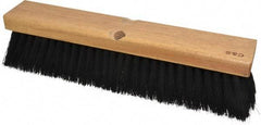 PRO-SOURCE - 14" General Purpose Horsehair Blend Push Broom - 3" Bristle Length, Wood Block, Threaded Handle Connection, Handle Sold Separately - A1 Tooling