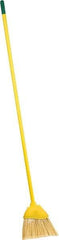 PRO-SOURCE - 8" Wide, Yellow Polypropylene Bristles, Vinyl-Coated Metal Handle, Angled Broom - Flagged, Water Resistant - A1 Tooling