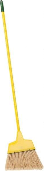 PRO-SOURCE - 12" Wide, Yellow Polypropylene Bristles, Vinyl-Coated Metal Handle, Angled Broom - Flagged, Water Resistant - A1 Tooling