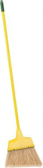 PRO-SOURCE - 12" Wide, Yellow Polypropylene Bristles, Vinyl-Coated Metal Handle, Angled Broom - Flagged, Water Resistant - A1 Tooling