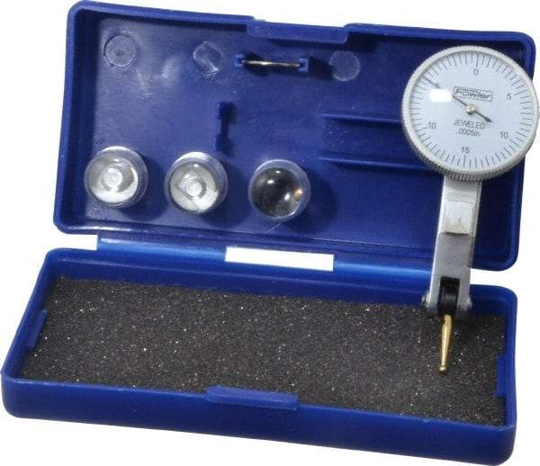 Fowler - 0.03 Inch Range, 0.0005 Inch Dial Graduation, Horizontal Dial Test Indicator - 1 Inch White Dial, 0-15-0 Dial Reading - A1 Tooling