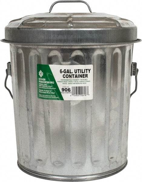 PRO-SOURCE - Galvanized Metal Pail with Lid - Galvanized Metal, 12-1/8" High - A1 Tooling