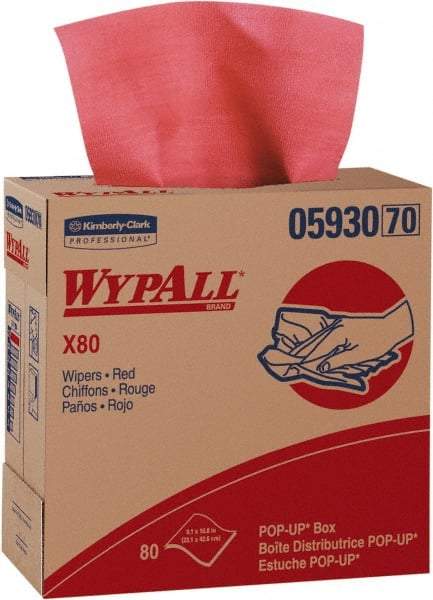 WypAll - Dry Shop Towel/Industrial Wipes - Pop-Up, 16-3/4" x 9" Sheet Size, Red - A1 Tooling