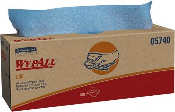 WypAll - L40 Dry General Purpose Wipes - Pop-Up, 9-3/4" x 16-3/8" Sheet Size, Blue - A1 Tooling