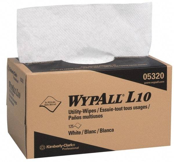 WypAll - Dry Shop Towel/Industrial Wipes - Pop-Up, 10-1/2" x 9" Sheet Size, White - A1 Tooling