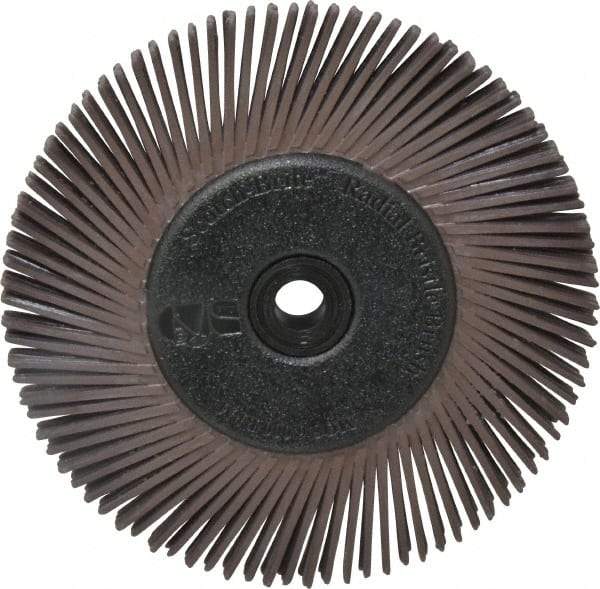 3M - 6" Diam, 1/2" Max Face Width, Plain Hole Radial Bristle Brush - 36 Grit, Very Coarse Grade, 6,000 Max RPM, Dark Brown - A1 Tooling