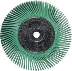 3M - 6" Diam, 1/2" Max Face Width, Plain Hole Radial Bristle Brush - 50 Grit, Coarse Grade, 6,000 Max RPM, Green - A1 Tooling