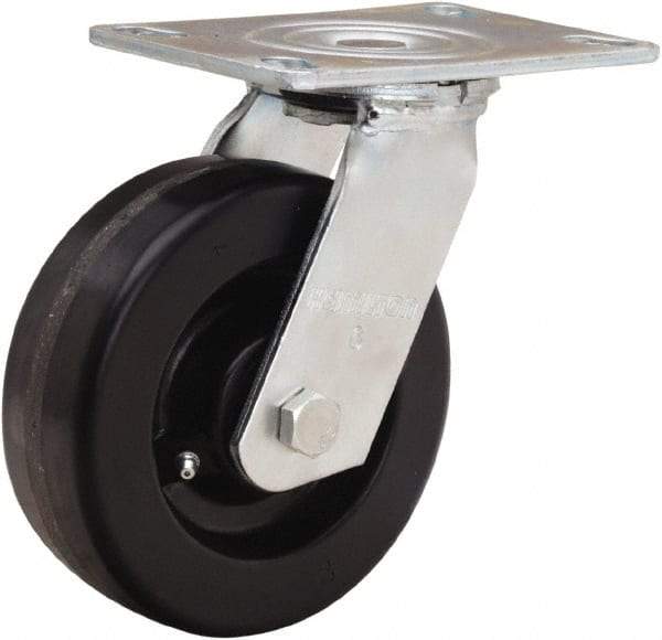 Hamilton - 6" Diam x 2" Wide x 7-1/2" OAH Top Plate Mount Swivel Caster - Phenolic, 900 Lb Capacity, Straight Roller Bearing, 4-1/2 x 6-1/4" Plate - A1 Tooling