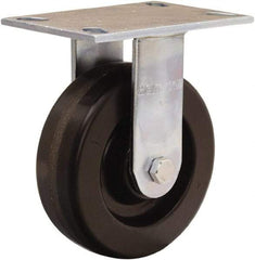 Hamilton - 6" Diam x 2" Wide x 7-1/2" OAH Top Plate Mount Rigid Caster - Phenolic, 900 Lb Capacity, Straight Roller Bearing, 4-1/2 x 6-1/4" Plate - A1 Tooling