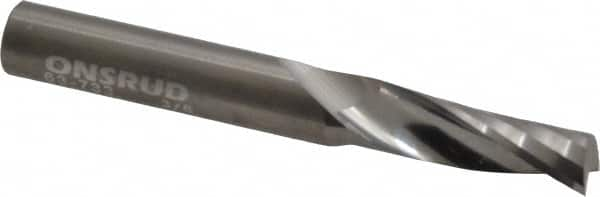 Onsrud - 3/8" Cutting Diam x 1-1/8" Length of Cut, 1 Flute, Upcut Spiral Router Bit - Uncoated, Right Hand Cut, Solid Carbide, 3" OAL x 3/8" Shank Diam, Single Edge, 21° Helix Angle - A1 Tooling