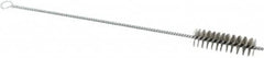 Schaefer Brush - 3" Long x 1" Diam Stainless Steel Long Handle Wire Tube Brush - Single Spiral, 15" OAL, 0.007" Wire Diam, 3/8" Shank Diam - A1 Tooling