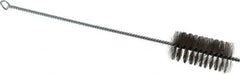 Schaefer Brush - 3" Long x 1-1/2" Diam Stainless Steel Long Handle Wire Tube Brush - Single Spiral, 15" OAL, 0.007" Wire Diam, 3/8" Shank Diam - A1 Tooling