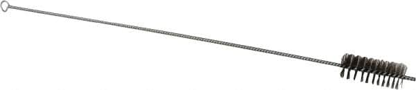 Schaefer Brush - 3" Long x 1-1/4" Diam Stainless Steel Long Handle Wire Tube Brush - Single Spiral, 27" OAL, 0.007" Wire Diam, 3/8" Shank Diam - A1 Tooling