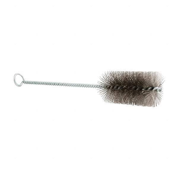 Schaefer Brush - 3" Long x 1-1/2" Diam Stainless Steel Long Handle Wire Tube Brush - Single Spiral, 27" OAL, 0.009" Wire Diam, 3/8" Shank Diam - A1 Tooling